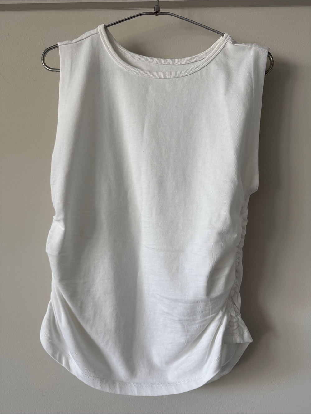 LOFT White Sleeveless Ruched-Side Tank - Picture 1 of 6